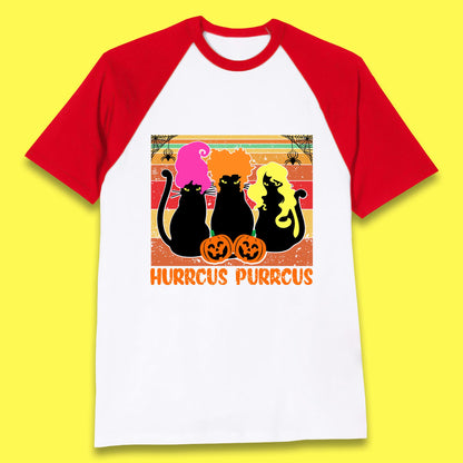 Vintage Halloween Witches Hurrcus Purrucs Scary Cat Horror Pumpkin Faces Hocus Pocus Halloween Costume Baseball T Shirt