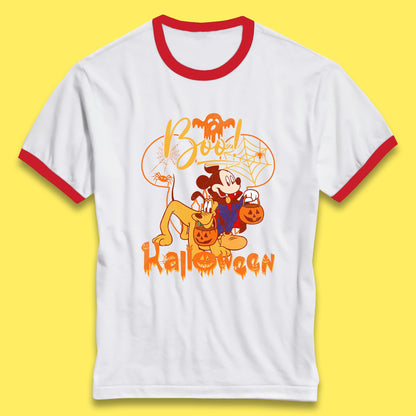 Boo Halloween Mickey Mouse And Pluto Friends Disney Halloween Disneyland Trip Ringer T Shirt