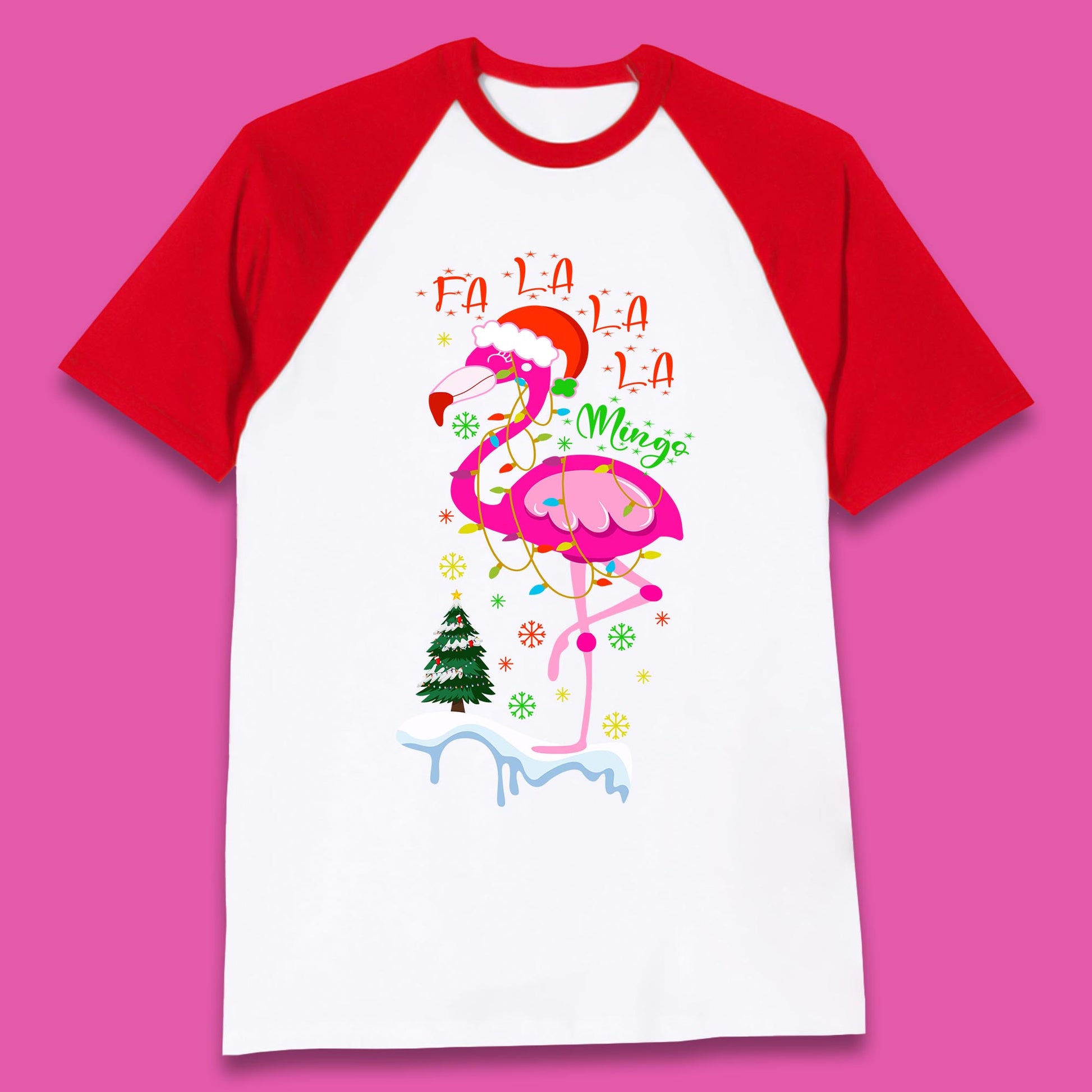 flamingo christmas baseball t shirt