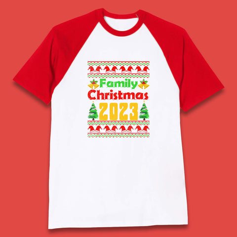 Family Christmas 2023 Holiday Winter Festive Christmas Trees Xmas Season Baseball T Shirt