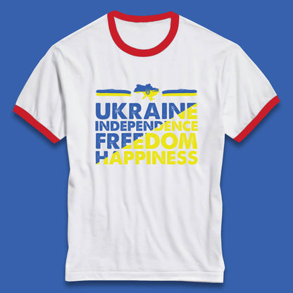 Ukraine Independence Freedom Happiness Proud Ukrainian Patriotic 24 August Independence Day Ringer T Shirt