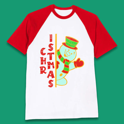 Christmas Snowman Baseball T-Shirt