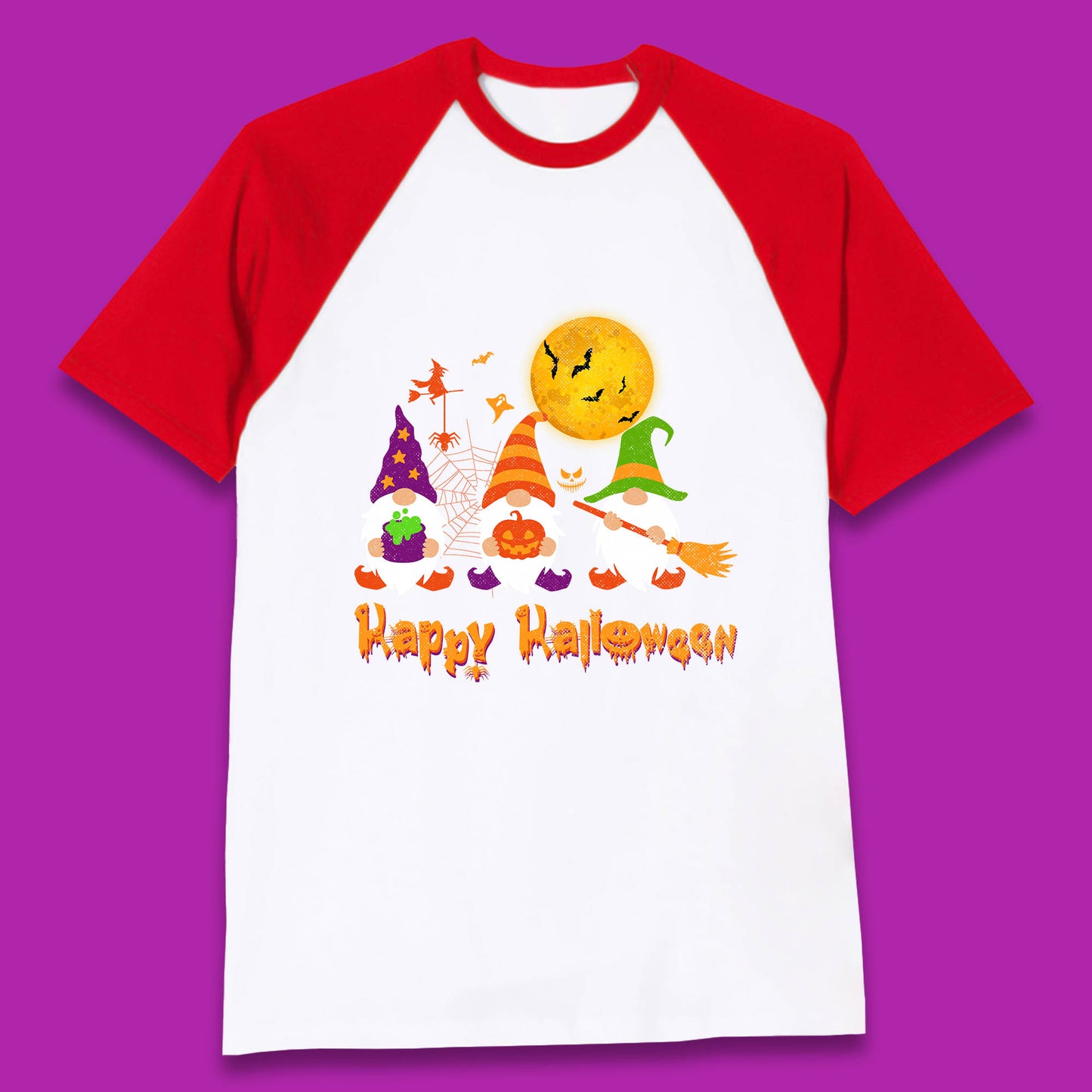Happy Halloween Gnomies Spooky Witch Gnomes Scary Gnome Lover Baseball T Shirt