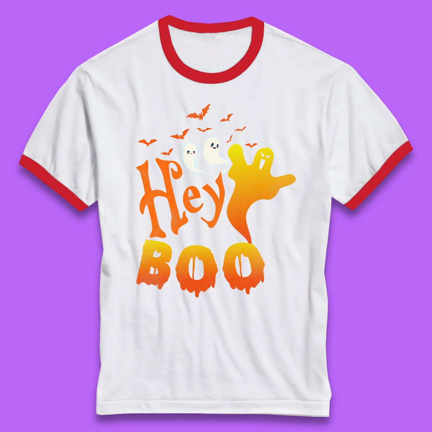 Whispers in the Moonlit Night Hey Boo Horror Scary Costume Halloween Boo Wear Ringer T Shirt