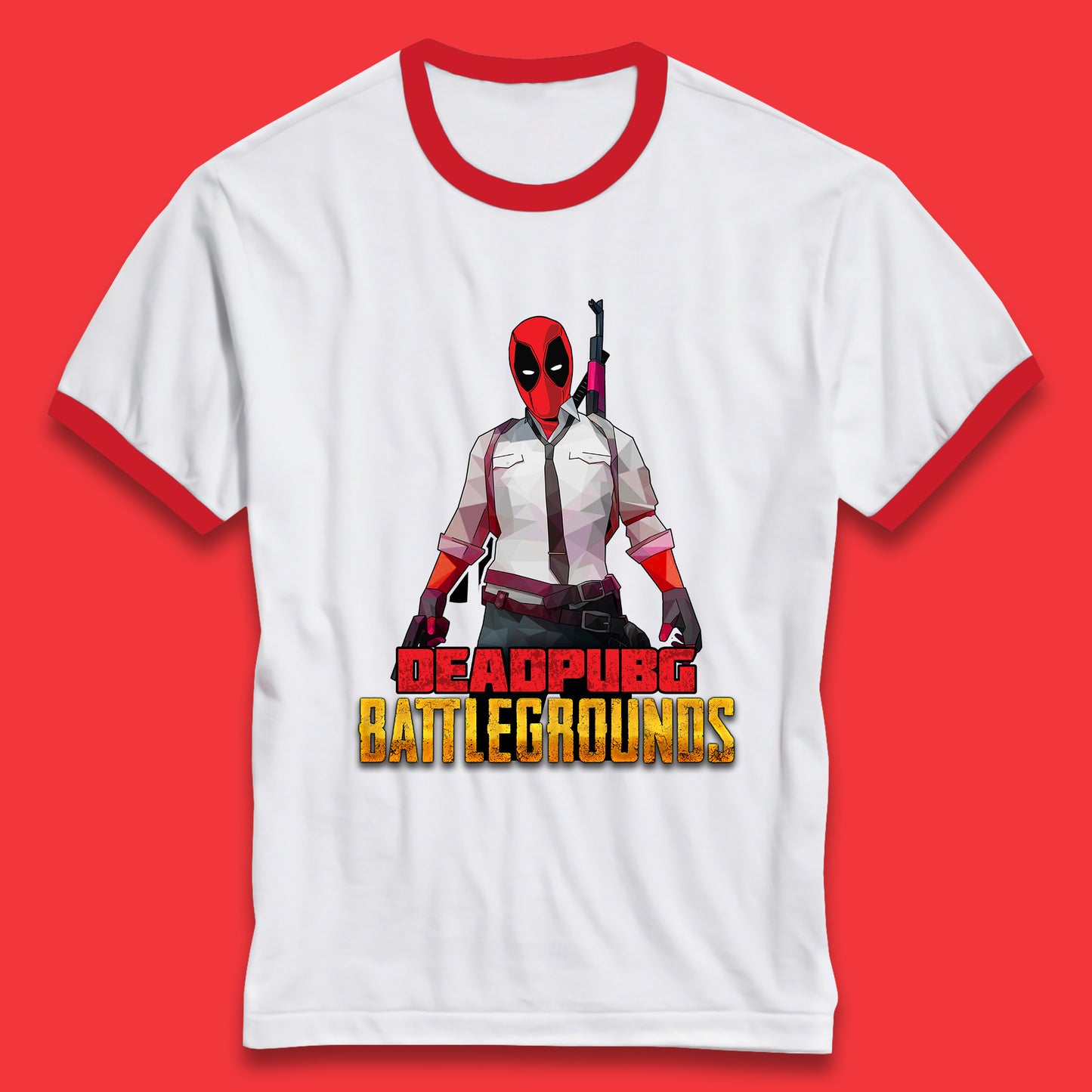 Deadpubg Battlegrounds Deadpool FPS Comic PUBG PlayerUnknown'S Battlegrounds Inspired Parody Gaming Ringer T Shirt