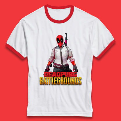 Deadpubg Battlegrounds Deadpool FPS Comic PUBG PlayerUnknown'S Battlegrounds Inspired Parody Gaming Ringer T Shirt