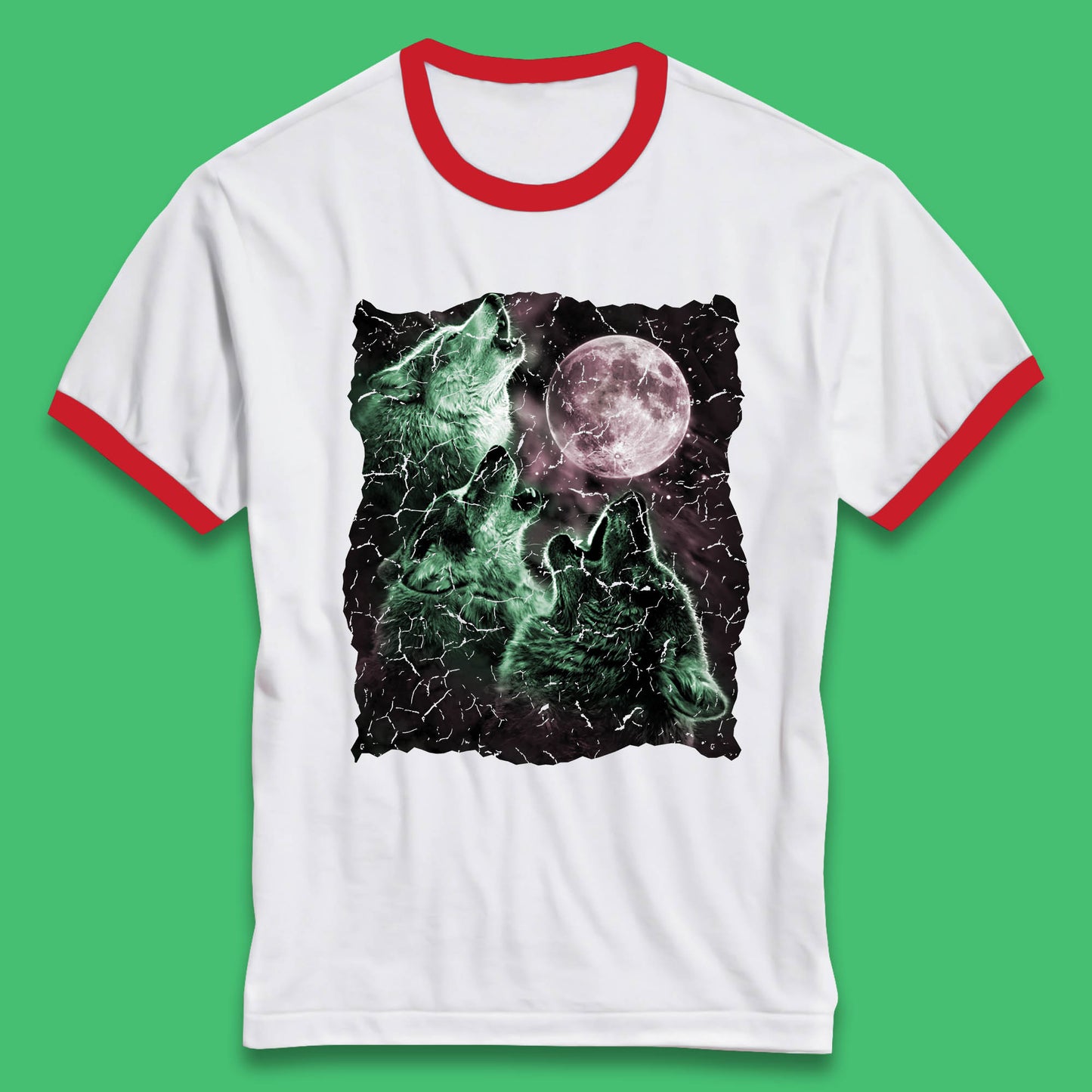 Three Wolf Howling At Moon Wild Free Wolves Three Wolf Dog Animal The Mountain Ringer T Shirt