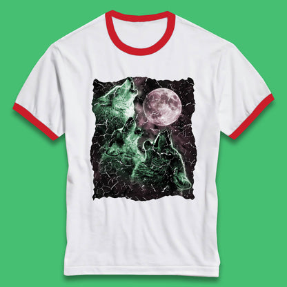 Three Wolf Howling At Moon Wild Free Wolves Three Wolf Dog Animal The Mountain Ringer T Shirt