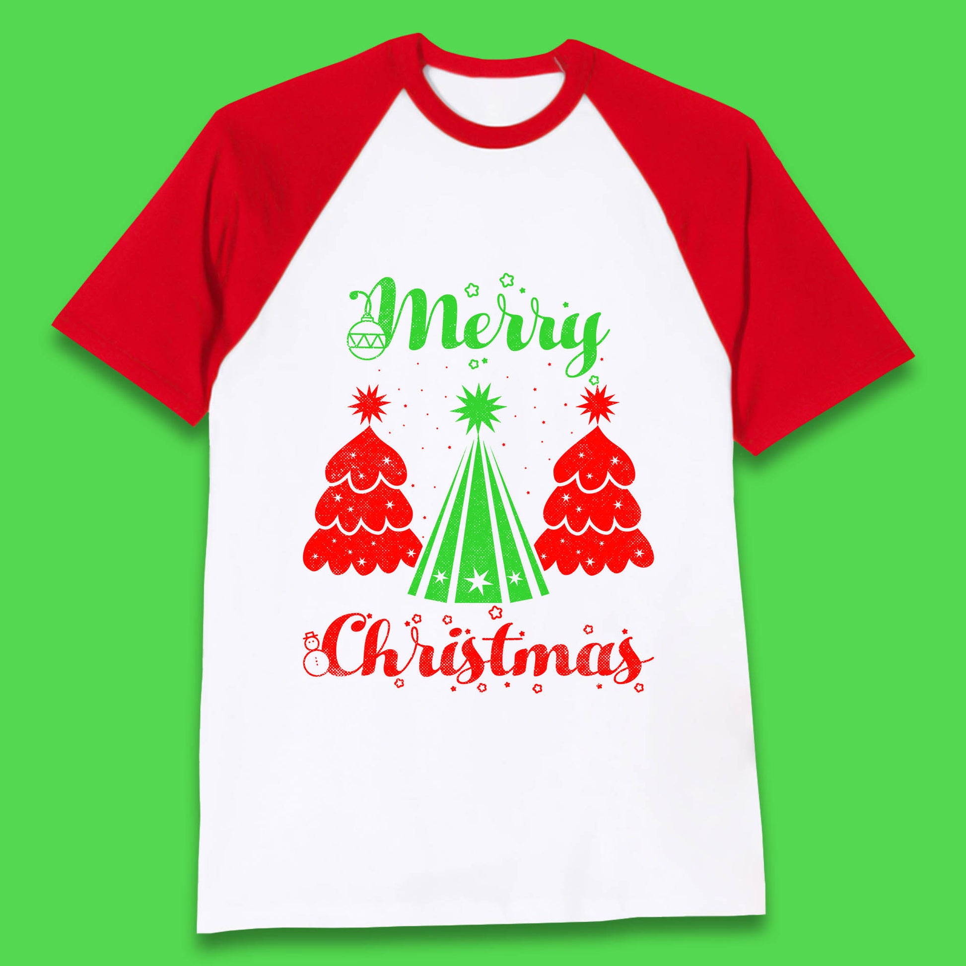merry christmas tree baseball t shirt
