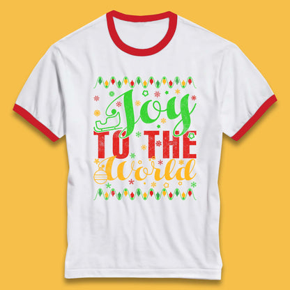 merry christmas joy to the world ringer t shirt