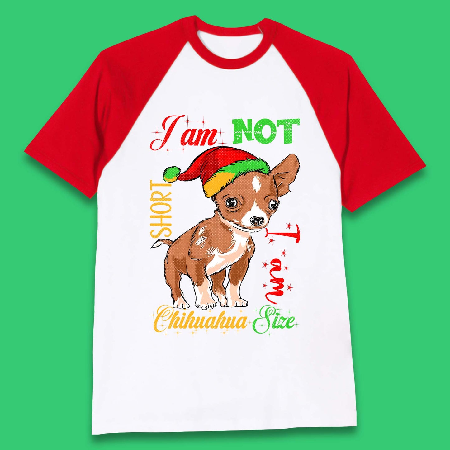 Chihuahua Size Christmas Baseball T-Shirt