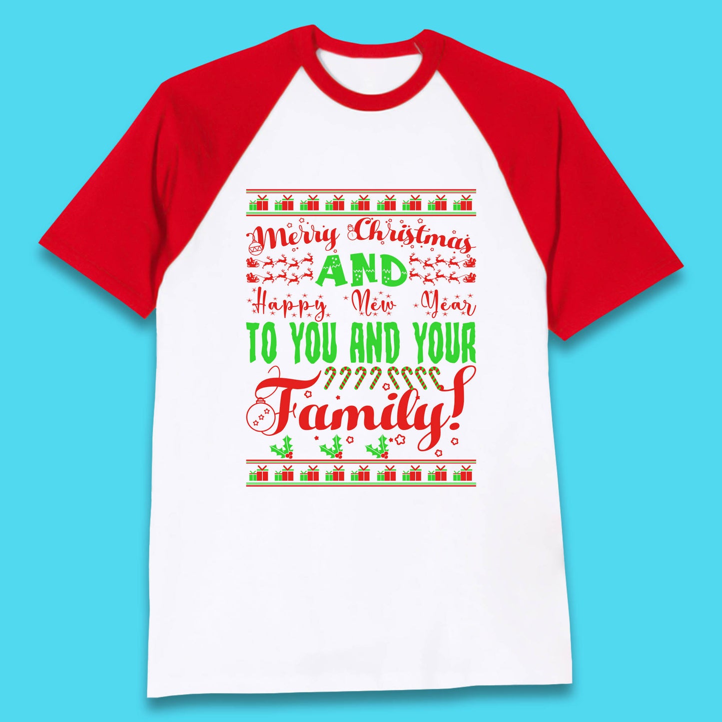 merry christmas family baseball t shirt