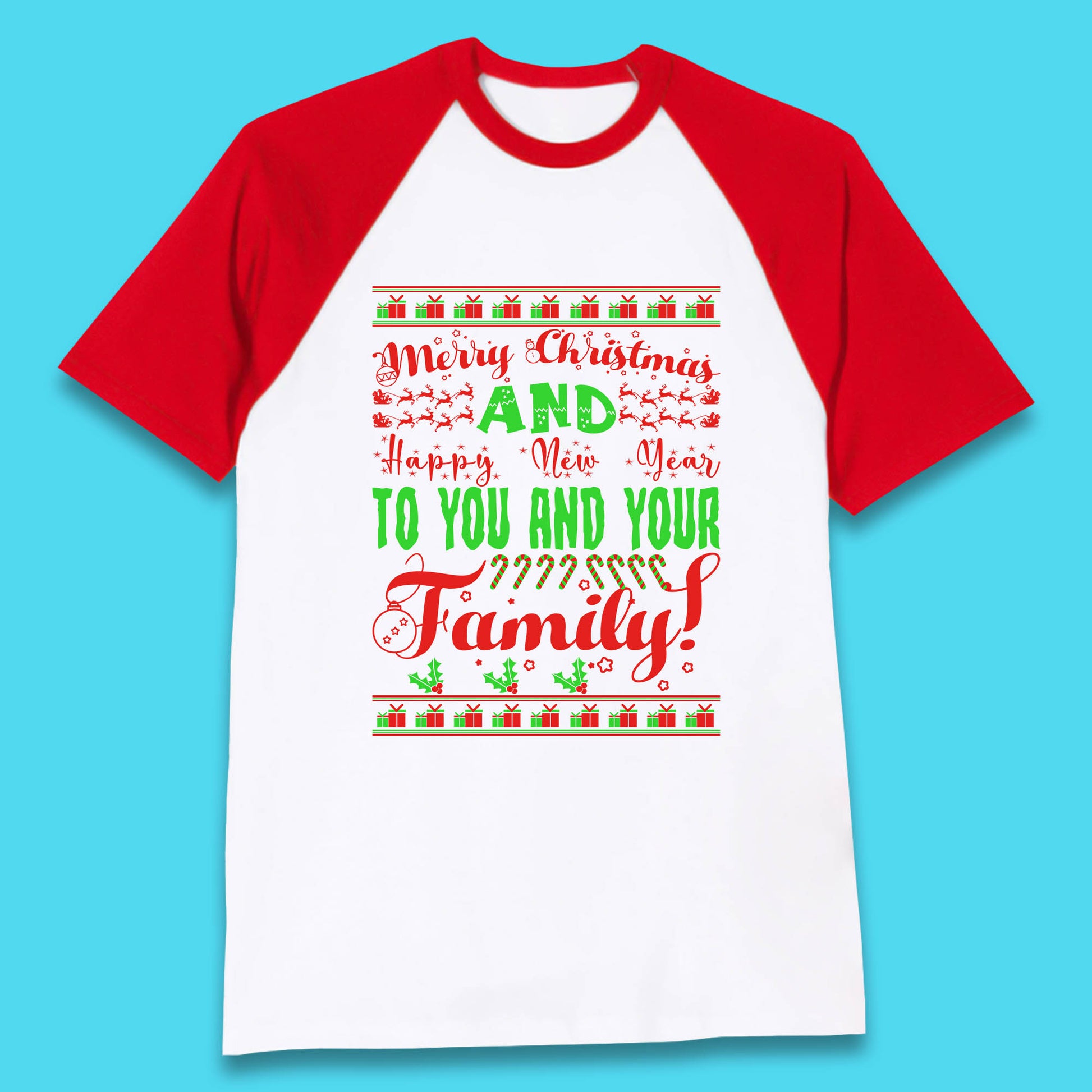 merry christmas family baseball t shirt