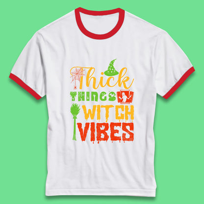 Thick Things Witch Vibes Halloween Magic Spooky Witches Witchcraft Ringer T Shirt