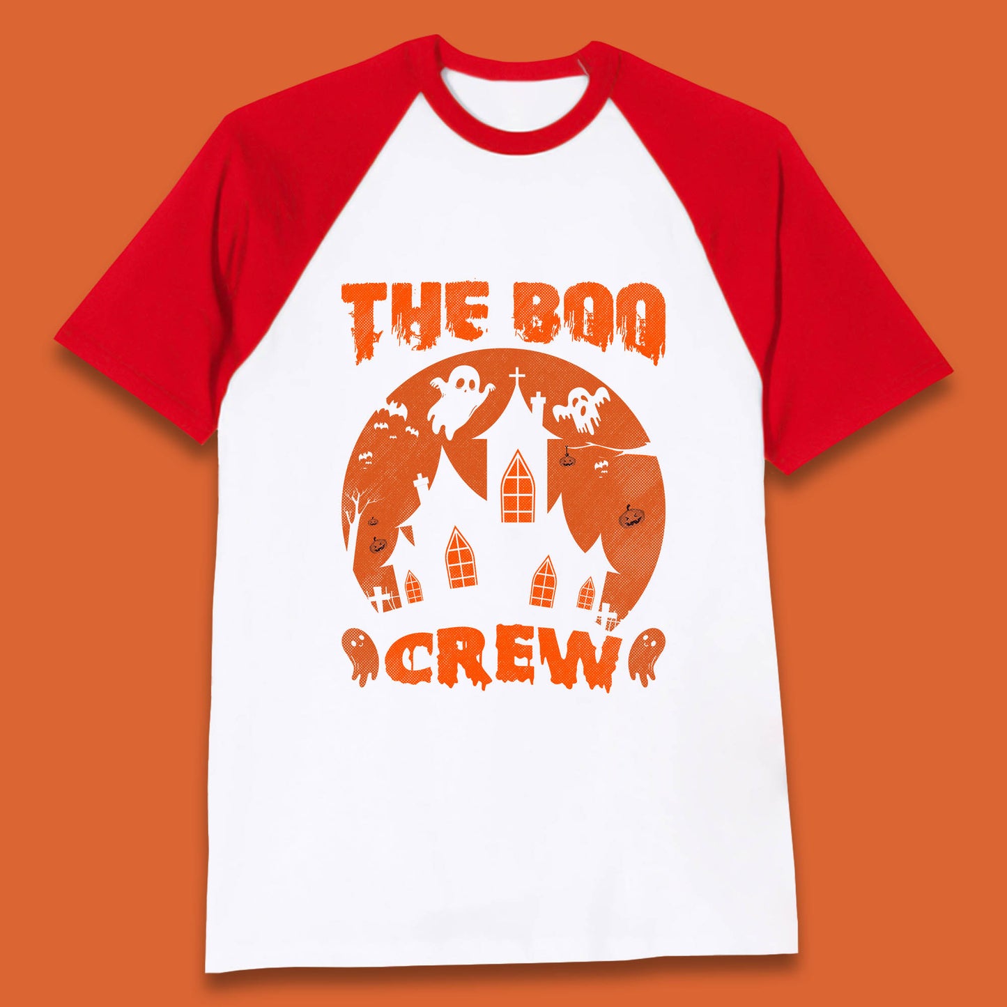 The Boo Crew Halloween Boo Squad Matching Costume Haunted House Horror Boo Ghost Baseball T Shirt