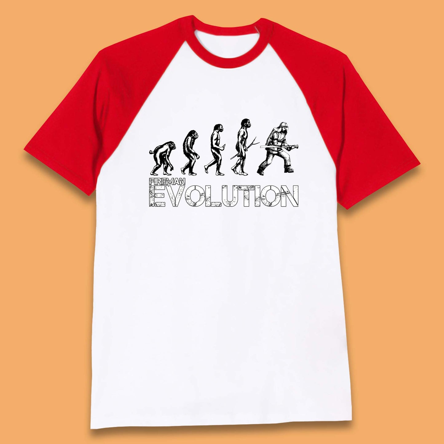 Fireman Evolution Funny Fire Brigade Service Firefighter Baseball T Shirt