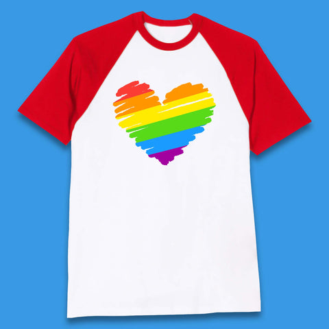 Rainbow Colour Heart Pride LGBTQ Rainbow Pride LGBT Gay Pride Month Baseball T Shirt