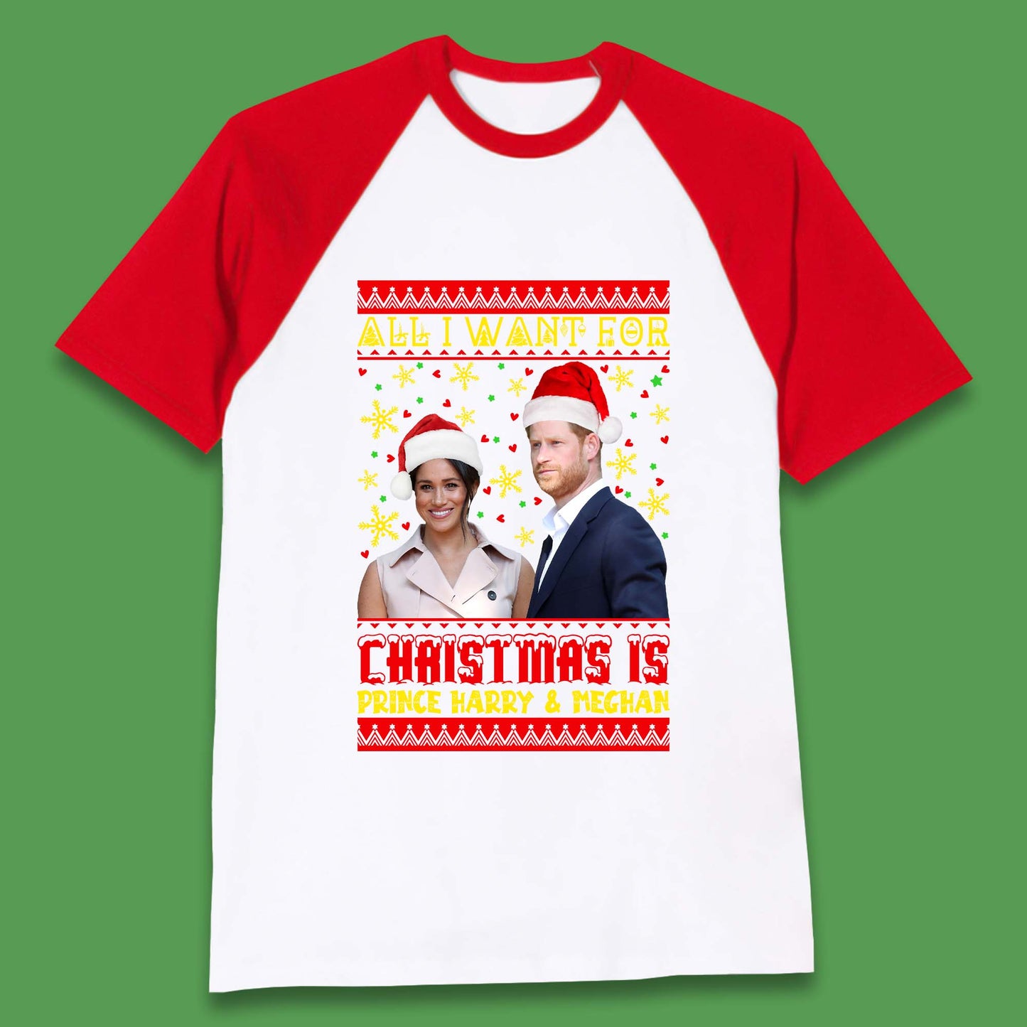 Prince Harry & Meghan Christmas Baseball T-Shirt