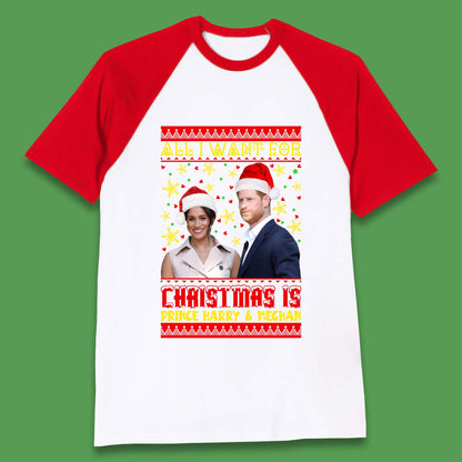Prince Harry & Meghan Christmas Baseball T-Shirt