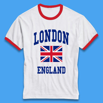 London England Flag Great Britain United Kingdom Uk Union Jack Souvenir British Flag Ringer T Shirt