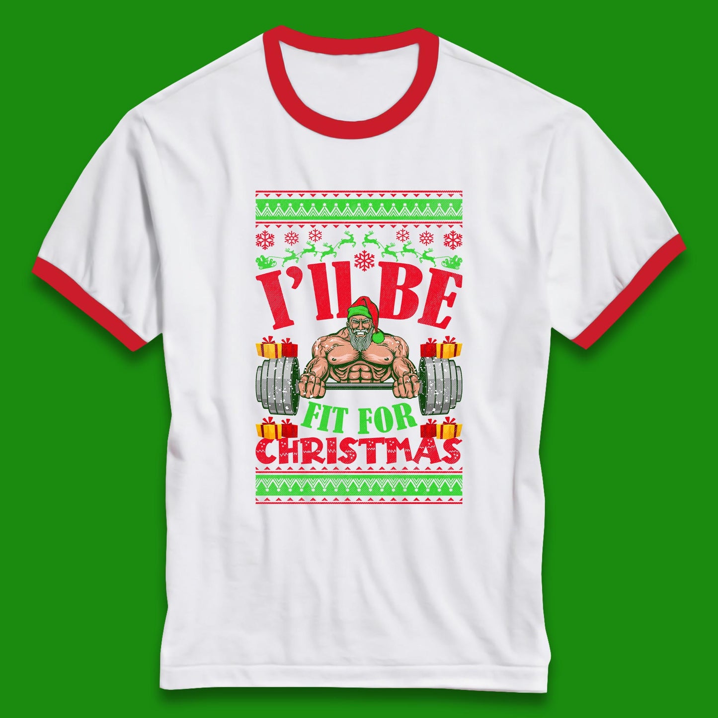 christmas gym ringer t shirt