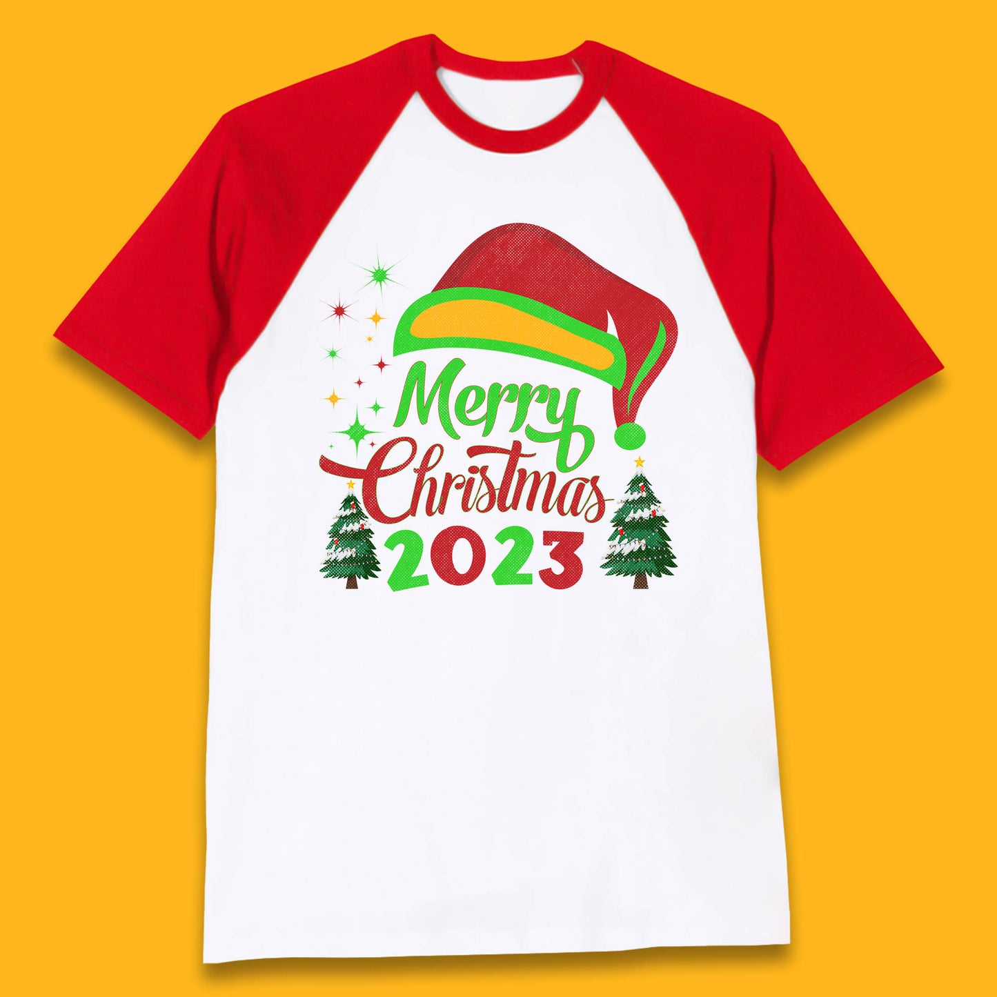 Merry Christmas 2023 Elf Hat Christmas Trees Xmas Gift Baseball T Shirt