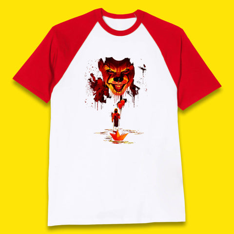 IT Clown Pennywise Halloween Horror Movie Character Serial Killer Clown Costume Baseball T Shirt