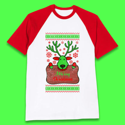 merry christmas reindeer baseball t shirt