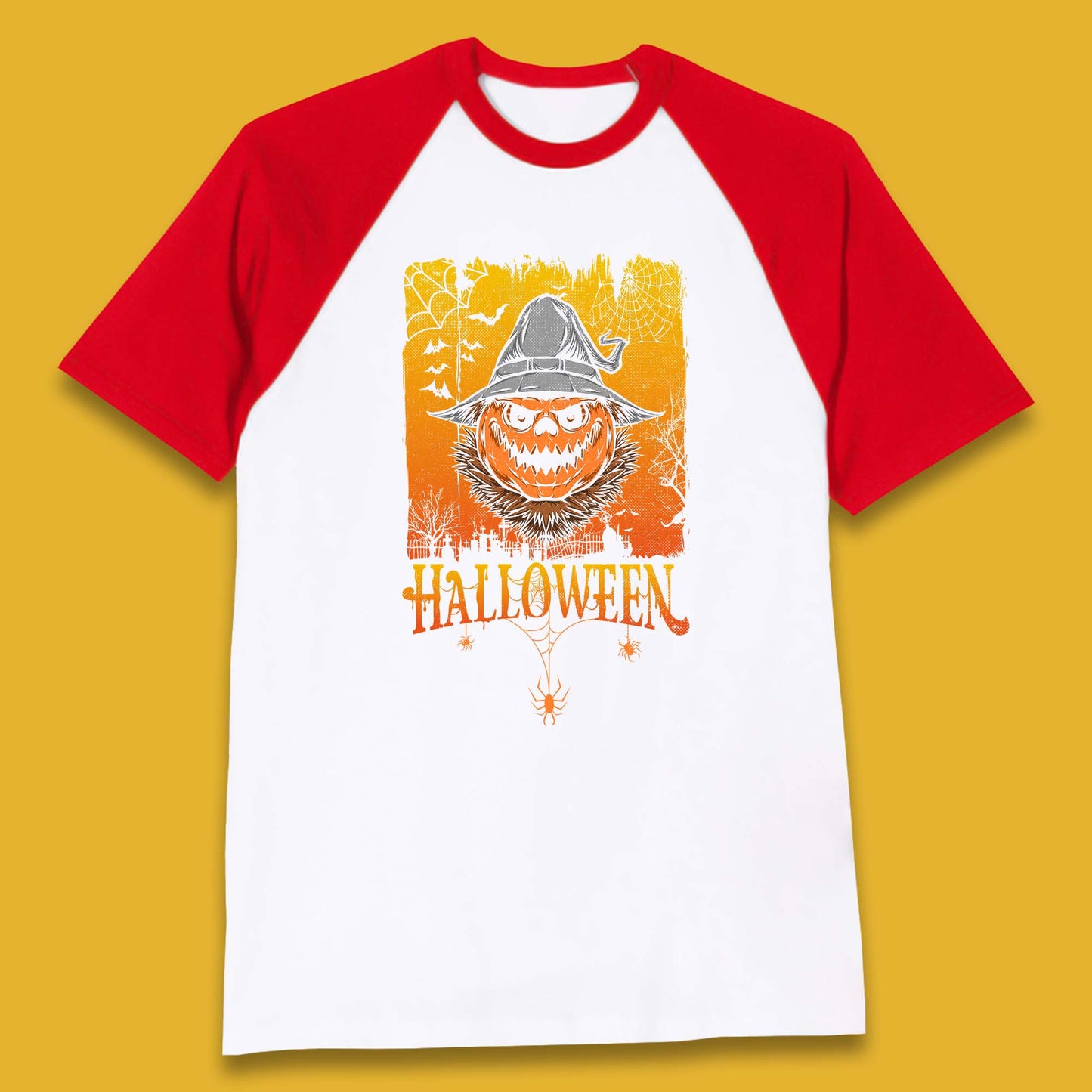 Angry Halloween Scary Evil Pumpkin Funny Pumpkin Head With Fire Eyes Scary Spooky Season Baseball T Shirt