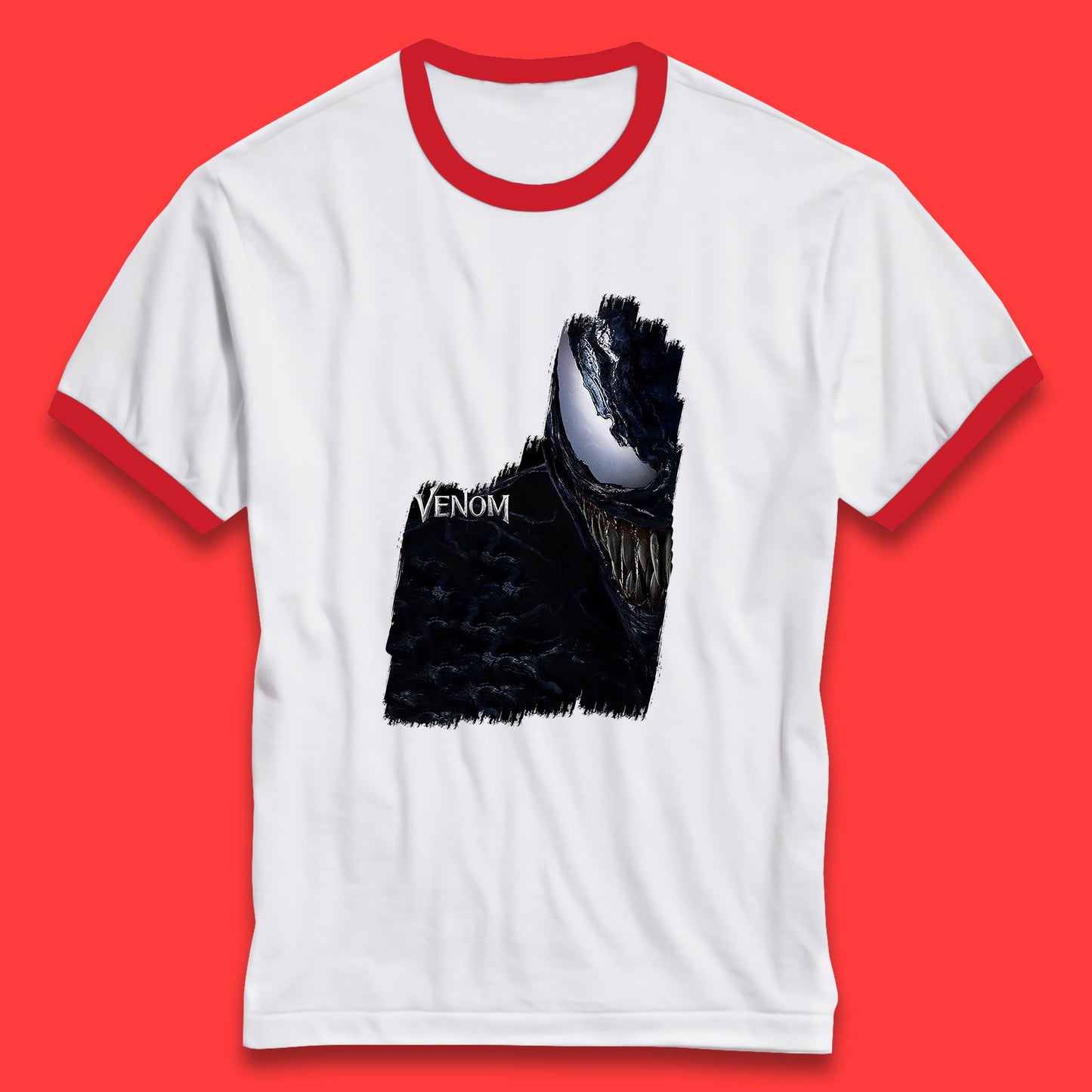 Angry Venom Amoled Half Face And Body Logo Marvel Avengers Superheros Movie Character Ringer T Shirt