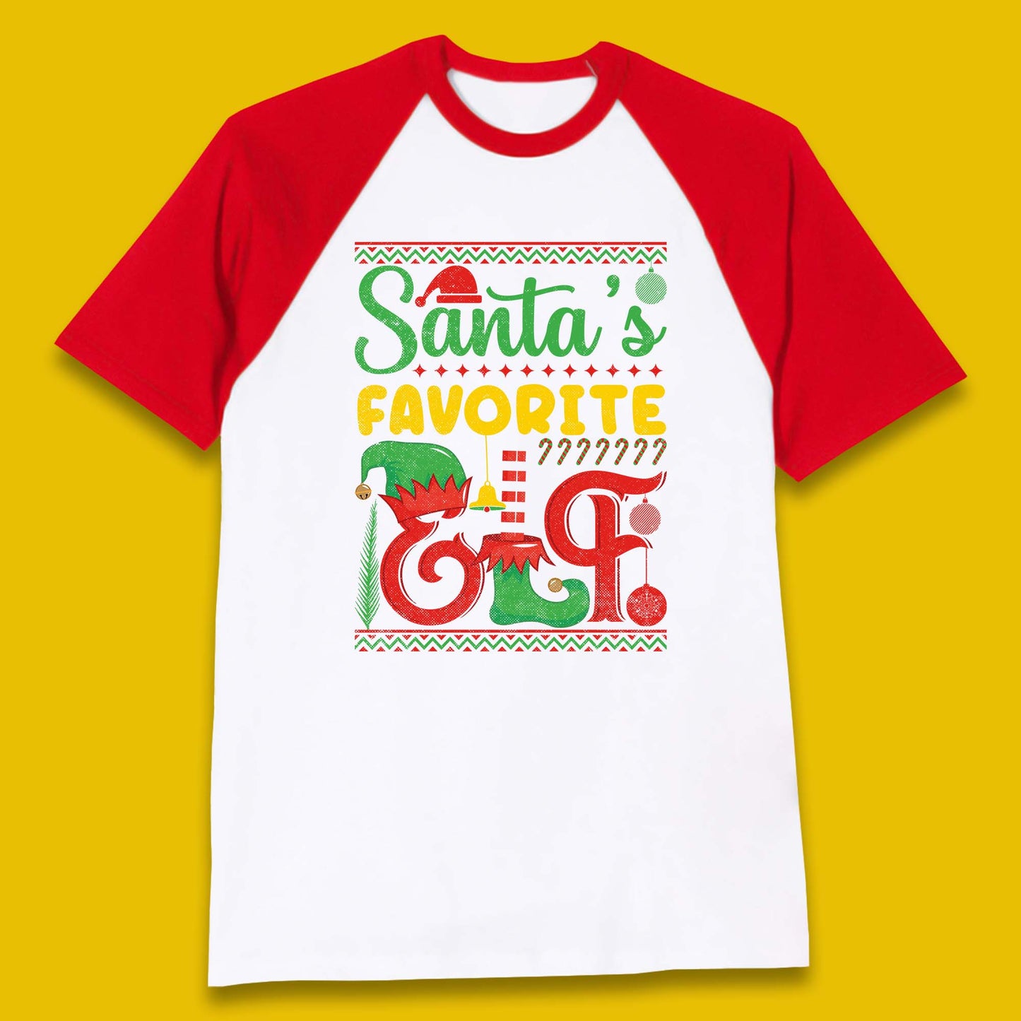 christmas santas favorite elf costume baseball t shirt