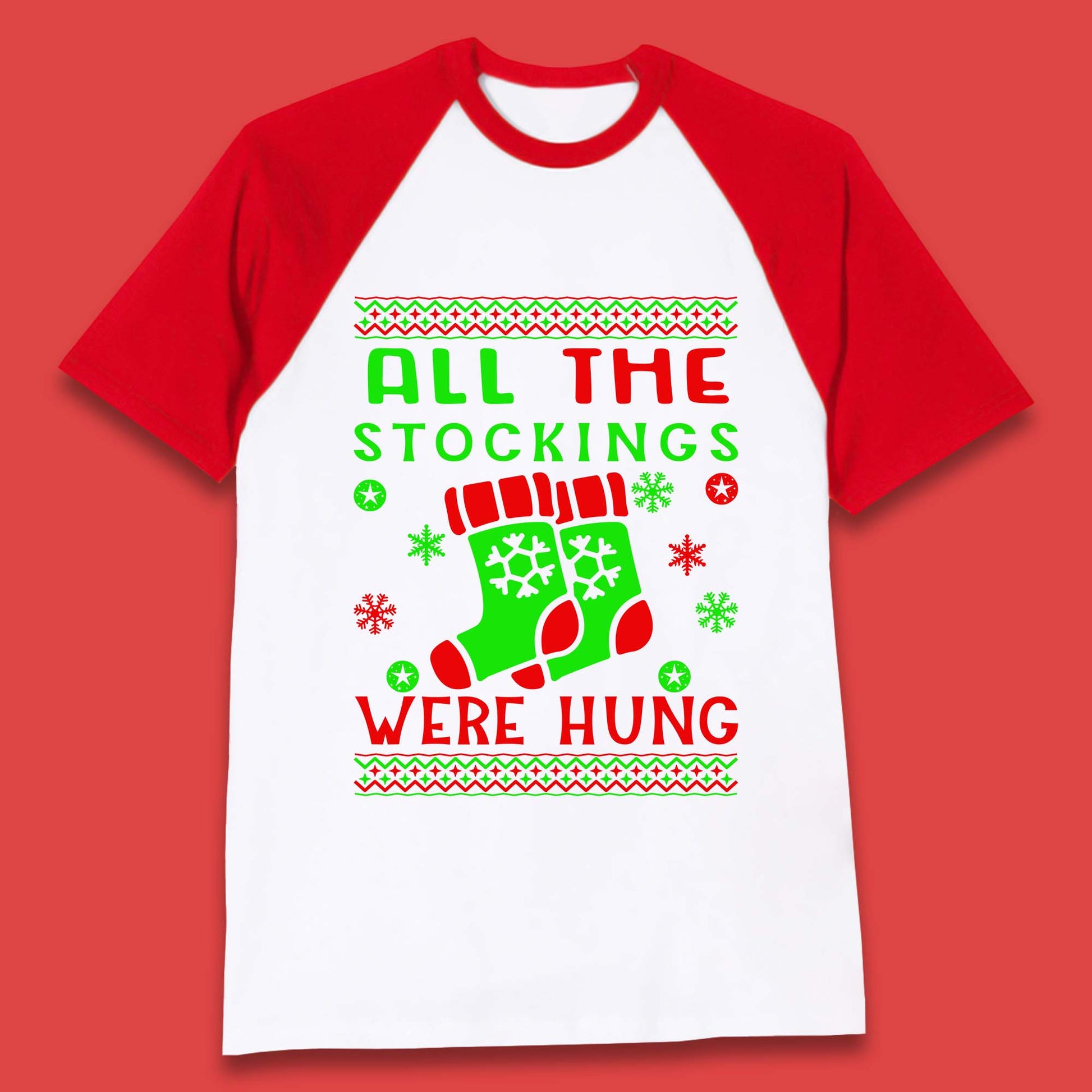 christmas socks all the stocking were hung baseball t shirt