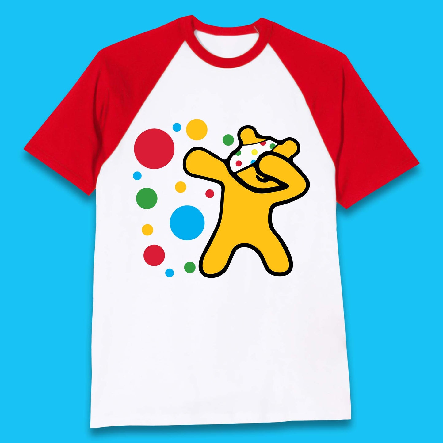 Dabbing Spotty Pudsey Bear Children In Need Dab Dance Spotty Day Donation Baseball T Shirt
