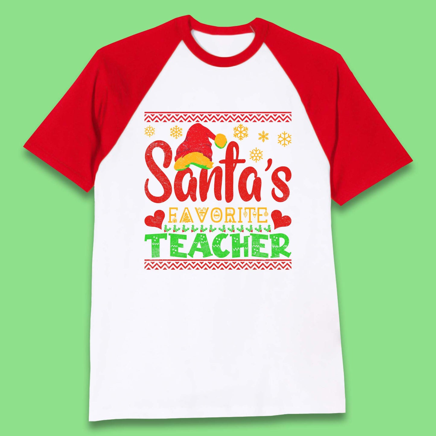 christmas santas favorite teacher baseball t shirt