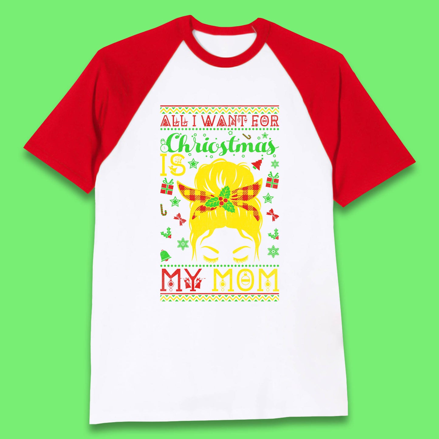 mom christmas baseball t shirt