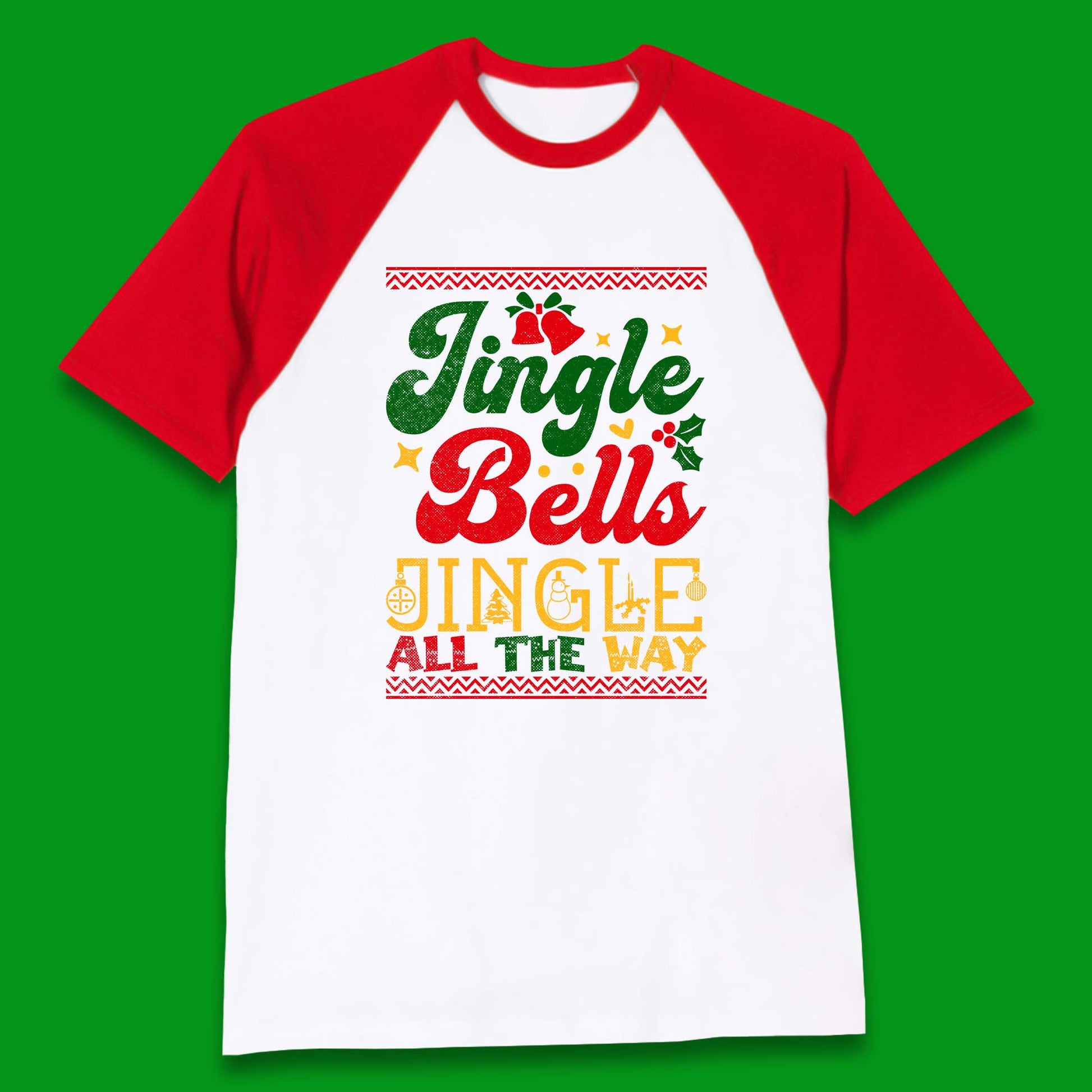 jingle bell christmas baseball t shirt