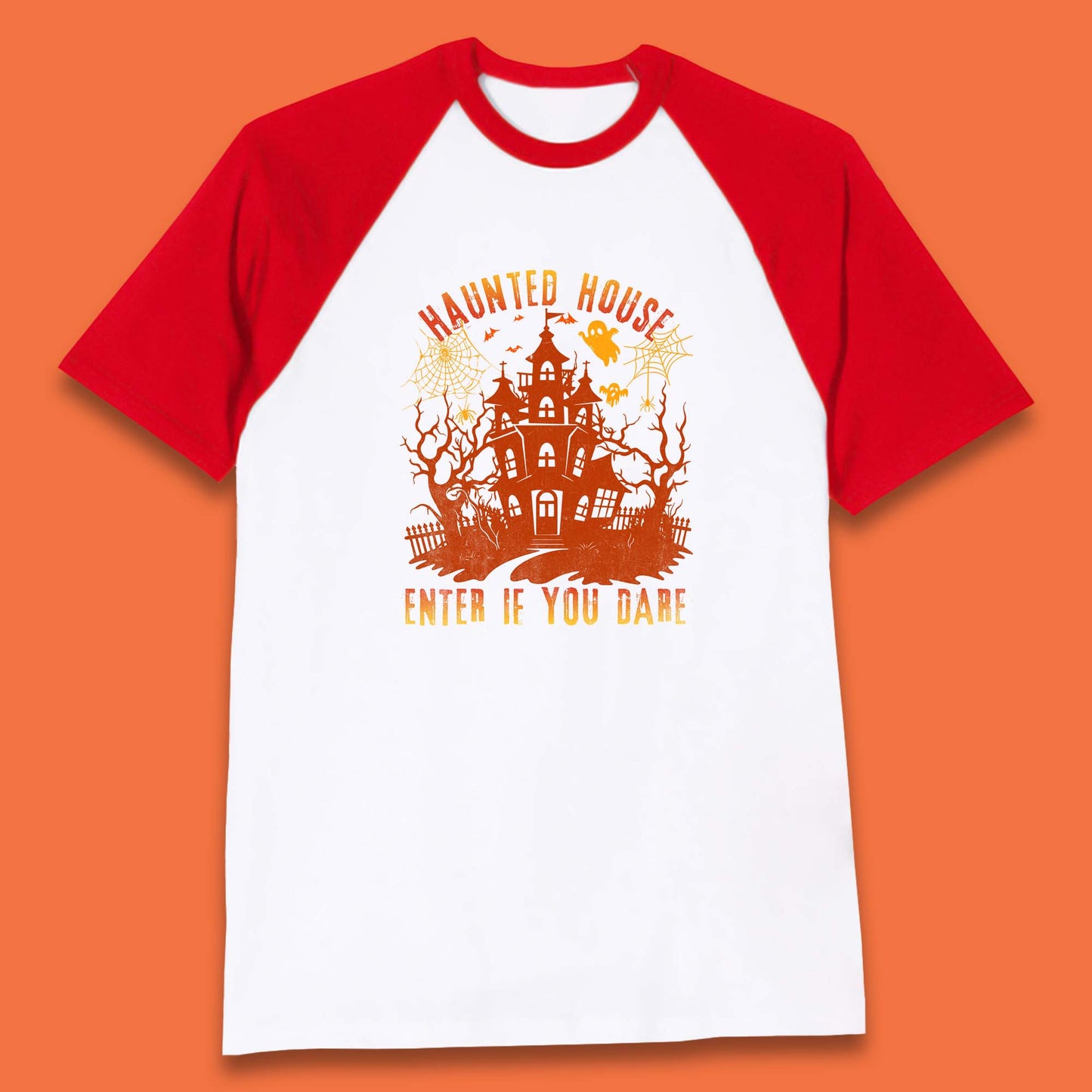 Haunted House Enter If You Dare Scary Halloween Nightmare House Spooky Season Halloween Party Baseball T Shirt