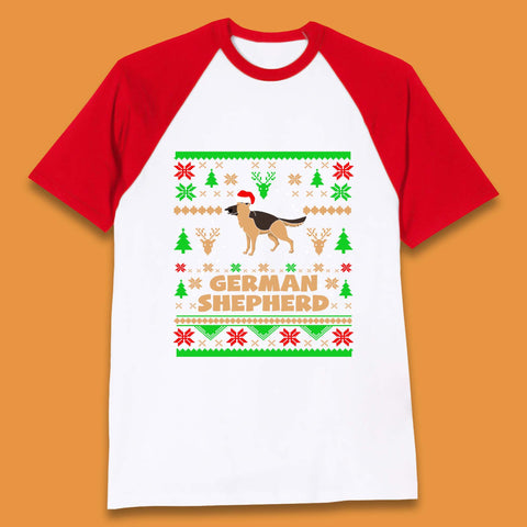 German Shepherd Dog Christmas Baseball T-Shirt
