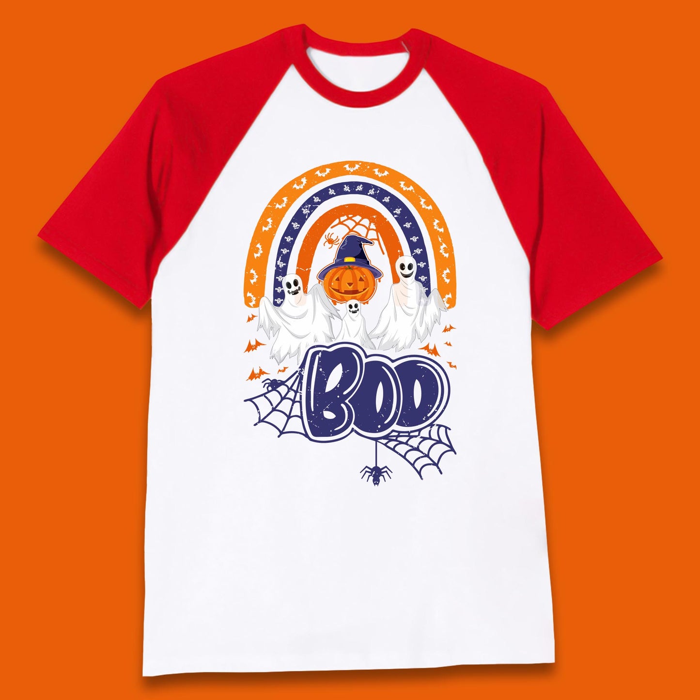 Halloween Boo Ghosts With Witch Pumpkin Scary Spooky Season Baseball T Shirt
