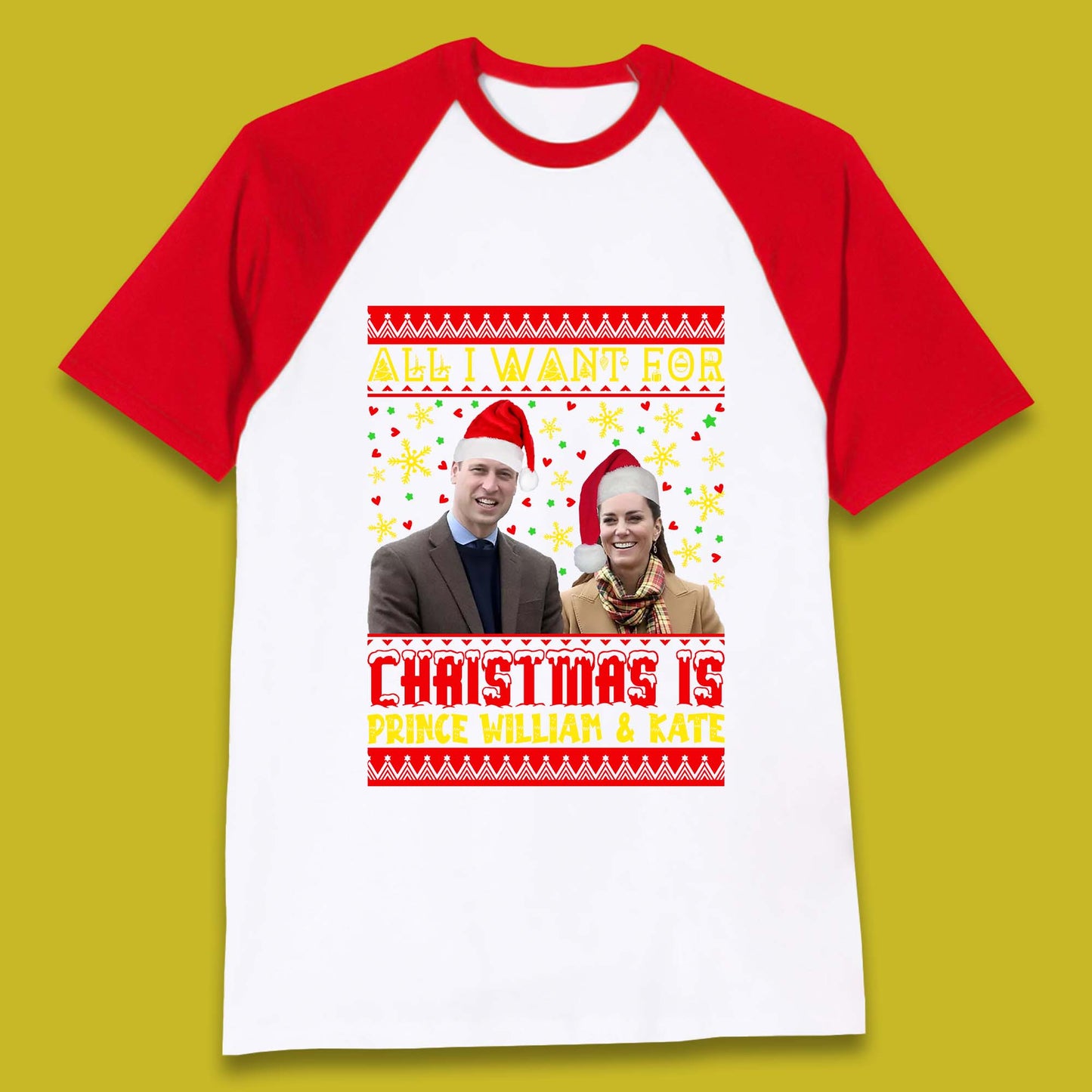 Prince William & Kate Christmas Baseball T-Shirt