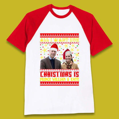 Prince William & Kate Christmas Baseball T-Shirt