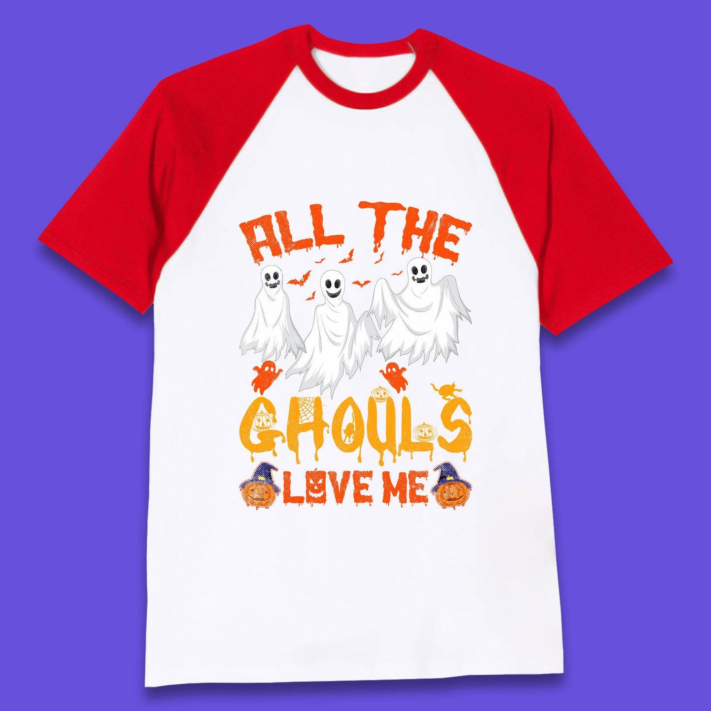 All The Ghouls Love Me Halloween Funny Horror Spooky Boo Ghost Baseball T Shirt