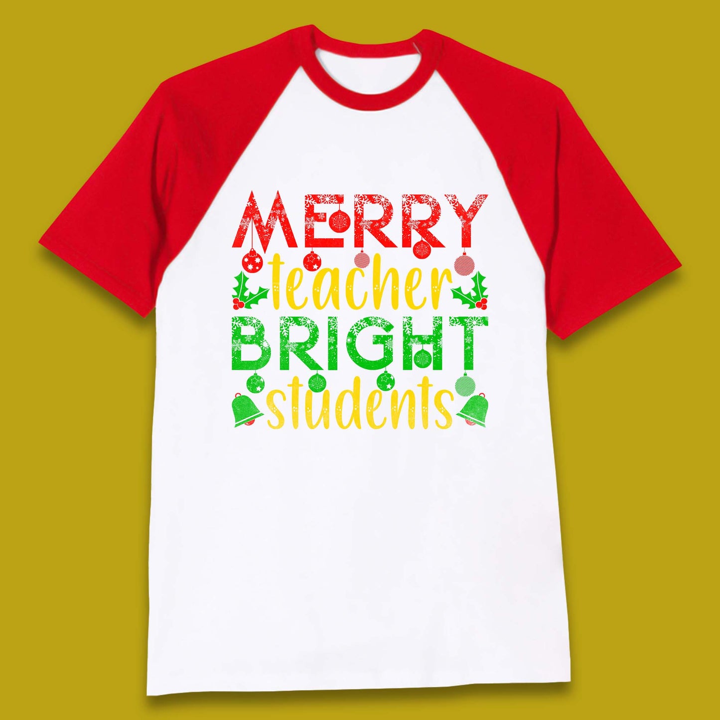merry teacher bright students christmas baseball t shirt