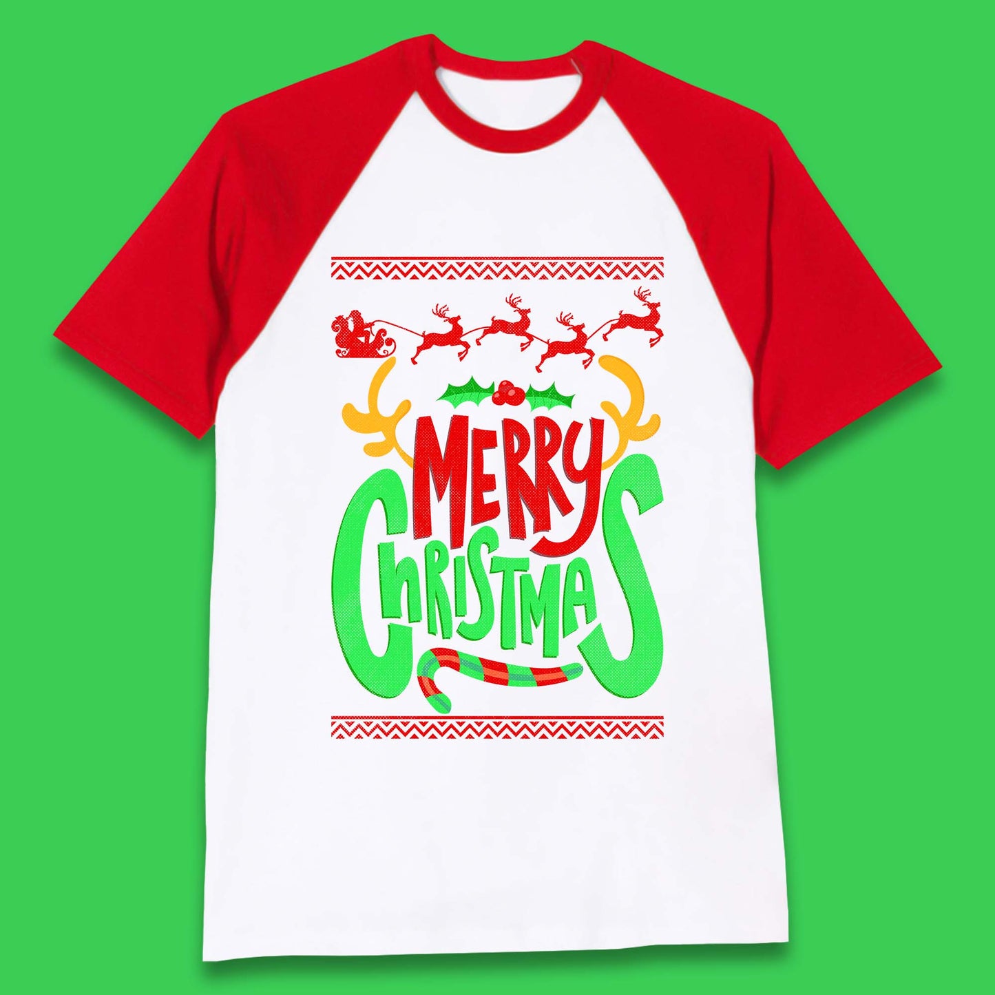 christmas reindeer antlers baseball t shirt