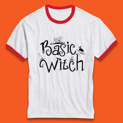 Basic Witch Funny Halloween Witch Horror Spooky Season Ringer T Shirt