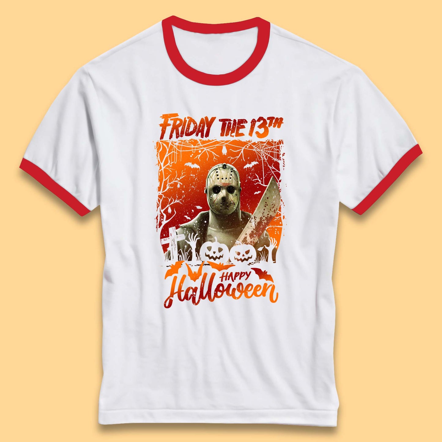 Friday The 13th Happy Halloween Jason Voorhees Halloween Horror Movie Character Ringer T Shirt