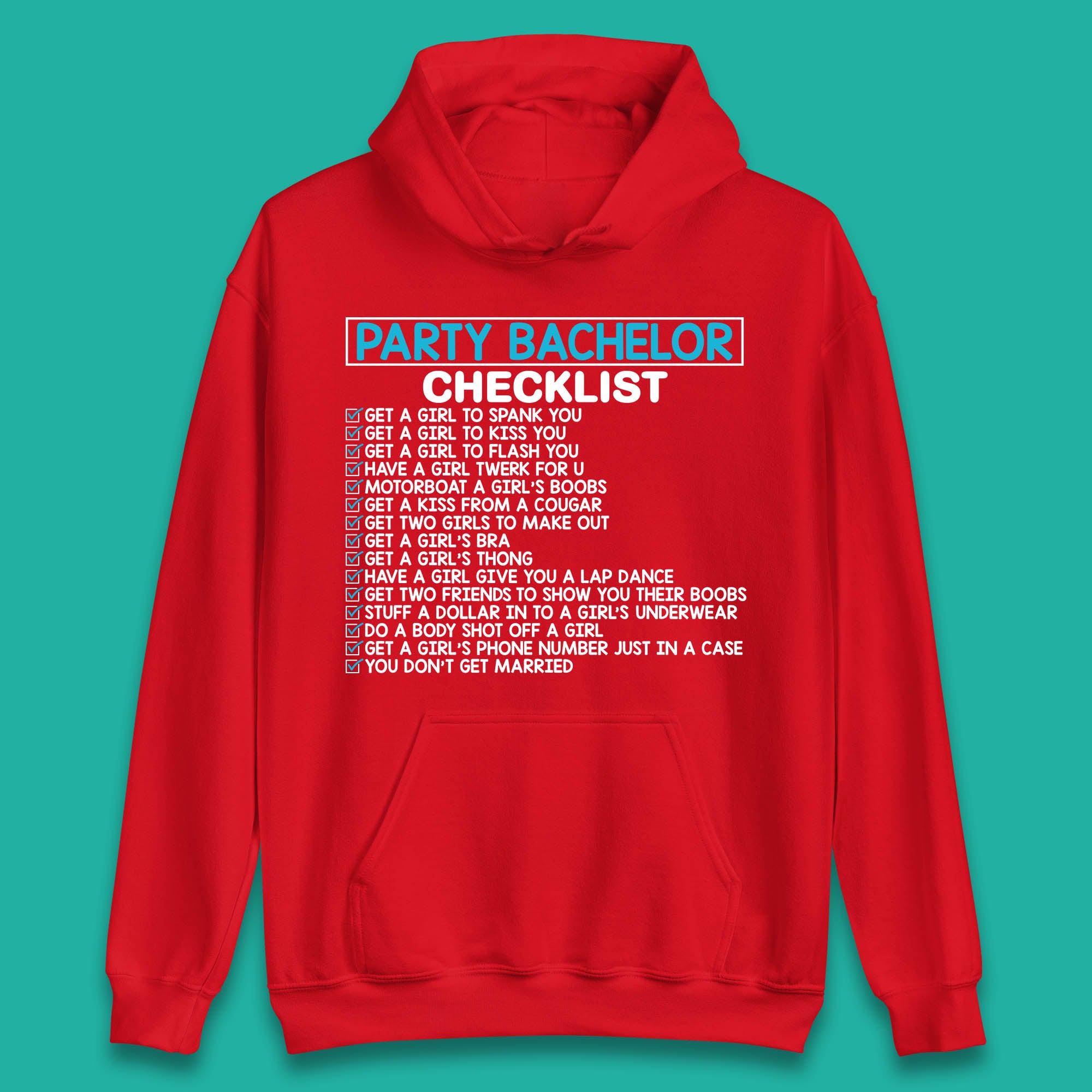 Bachelor Party Checklist Funny Groom Bachelorette Party Unisex Hoodie