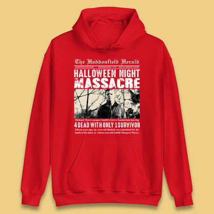 Vintage Halloween Night Massacre 1978 Halloween Newspaper Horror Michael Myers Unisex Hoodie