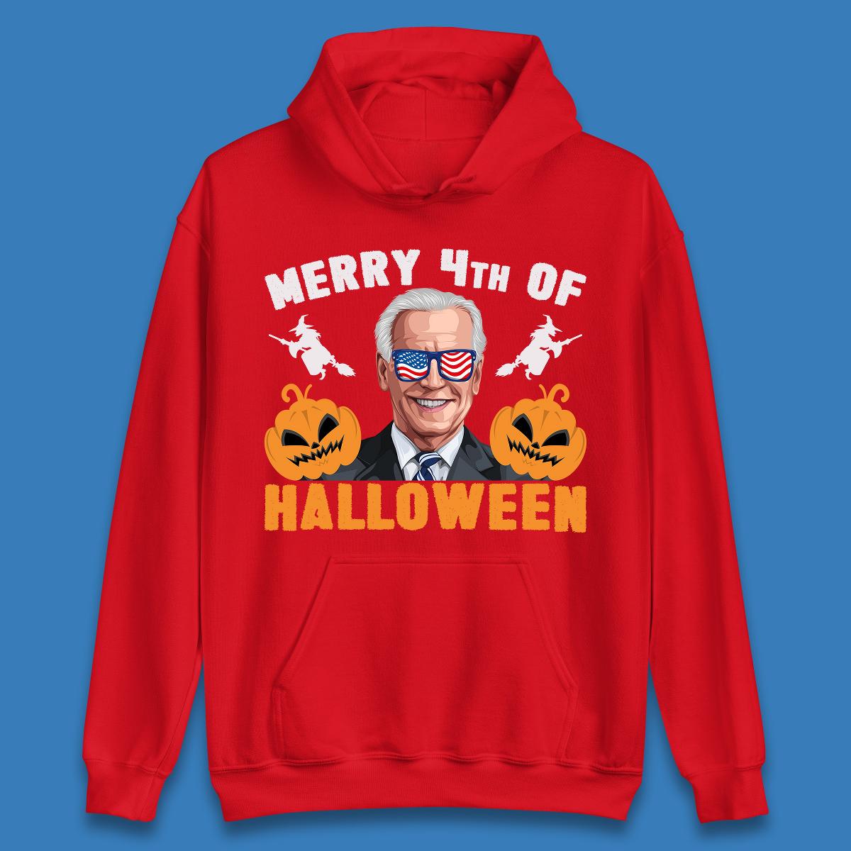 Merry 4th Of Halloween Funny Confused Joe Biden 4th Of July Unisex Hoodie