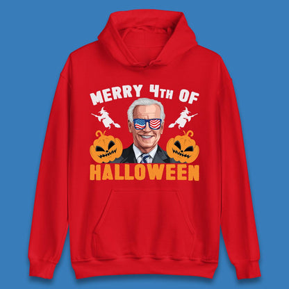 Merry 4th Of Halloween Funny Confused Joe Biden 4th Of July Unisex Hoodie